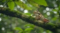 A frog resting on a tree branch in dense jungles Royalty Free Stock Photo