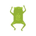 Frog Running Away Turning Its Back Flat Cartoon Green Friendly Reptile Animal Character Drawing