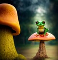 Frog sat on a toadstool