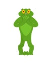 Frog scared OMG emotion. Toad Oh my God emoji. Frightened Anuran. Vector illustration