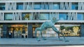 Frog sculpture in front of the Casino Gran Madrid Colon at Paseo de Recoletos. Frogs are a good luck symbol in many