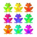 Frog set of Flat style on white background vector isolated EPS 10 Royalty Free Stock Photo