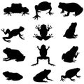 Frog silhouette set Royalty Free Stock Photo