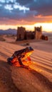 Frog Sitting on Sand at Sunset Royalty Free Stock Photo
