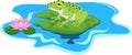 Frog sitting on Water lily leaf Royalty Free Stock Photo