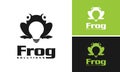 frog solutions, Frog logo design with negative space light bulb icon Royalty Free Stock Photo