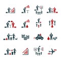 Vector set of icons for business, finance and marketing. Business meeting, negotiations, strategy, presentation and teamwork.