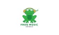 Frog or toad with music cute cartoon  logo vector  illustration Royalty Free Stock Photo