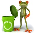 Frog with a trash can Royalty Free Stock Photo