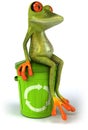 Frog with a trash can Royalty Free Stock Photo