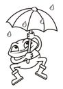 Frog and umbrella, coloring