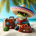 A frog on vacation on an island
