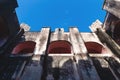 Frog view in arch patio in the former monestary Convent de San Bernardino de Siena in Valladolid, Yucatan, Mexico Royalty Free Stock Photo