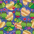Frog waiting love seamless pattern