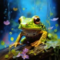 Frog on the wall. Frog peeking out. Royalty Free Stock Photo