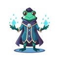 Frog Wizard Casting Magic Spells, Cartoon Character Illustration Isolated on White Royalty Free Stock Photo
