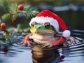 Froggy Santa  Made With Generative AI illustration Royalty Free Stock Photo