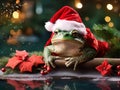 Froggy Santa  Made With Generative AI illustration Royalty Free Stock Photo