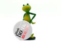 Frog Figurine with Work-from-Home Sign on White Background Royalty Free Stock Photo
