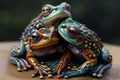 Frogs in Amazing Colors. Vibrant frogs with Beautiful colorful skin. Rainbow colored frogs with amazing detail. Ai generated