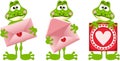 Frogs with envelope and heart postcard
