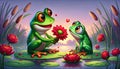 Frogs in Love on Lily Pads Royalty Free Stock Photo