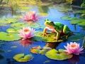 Frogs in the pond Royalty Free Stock Photo