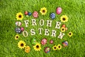 Frohe ostern eggs on grass Royalty Free Stock Photo