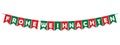 frohe weihnachten bunting garland, red and green pennants with white letters, party german lettering banner, vector