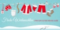 Frohe Weihnachten christmas card with santas clothes vector