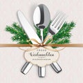 Frohe Weihnachten Dinner Spoon Twigs Emblem Ornaments