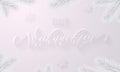 Frohe Weihnachten German Merry Christmas holiday snowflake decoration on white snow frost background. Vector frozen ice calligraph