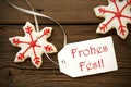 Frohes Fest on a Label with Christmas Star Cookies