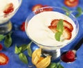 Fromage blanc with fresh strawberries and mint