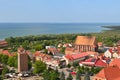 Frombork town panorama with Vistula Lagoon Royalty Free Stock Photo