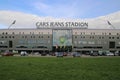 Front of the ADO Den Haag stadium at the Forepark in the hague named to sponsor Car Jeans. Royalty Free Stock Photo