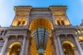 The front arch of a classic glass-roofed building in Milan Royalty Free Stock Photo