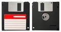 Front and back of a black floppy disk Royalty Free Stock Photo
