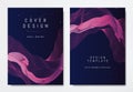 Front and back of book cover template design, abstract pink striped lines on blue, stars and space theme Royalty Free Stock Photo