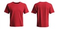Front and back of crimson tee against blank backdrop. Royalty Free Stock Photo