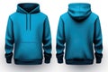 Front and Back of an Editable male blue hoodie