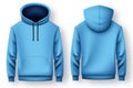 Front and Back of an Editable male blue hoodie