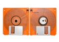 Front and back of floppy disk on white background Royalty Free Stock Photo