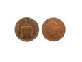 Front and back of 1 Penny UK coin