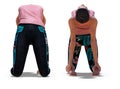 Front and Back Poses of a virtual Woman in Yoga Camel Pose