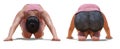 Front and Back Poses of a Virtual Woman in Yoga Child Pose