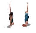 Front and Back Poses of a virtual Woman in Yoga Side Plank Pose