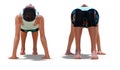 Front and Back Poses of a virtual Woman in Yoga Table Pose