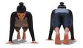 Front and Back Poses of a Woman in Yoga Plank Pose