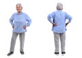 Front and back senior woman with sportswear on white